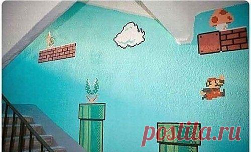 Марио в подъезде / Городская среда (граффити, снеговики, ets) / ВТОРАЯ УЛИЦА