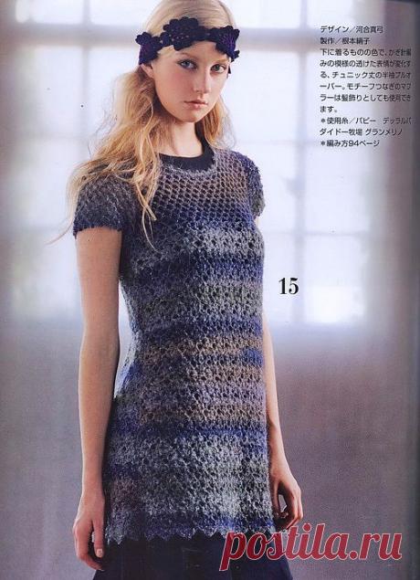 АЖУРНАЯ ТУНИКА КРЮЧКОМ.