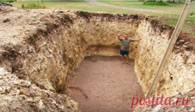 Мужчина вырыл котлован на своем участке, соседи не понимали, что он строит
