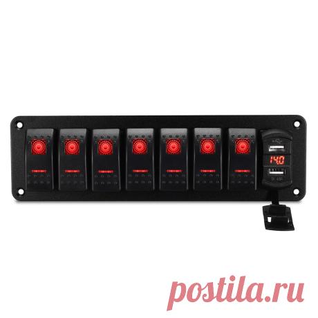 8 gang rocker switch panel circuit breaker led waterproof car marine boat rv Sale - Banggood.com