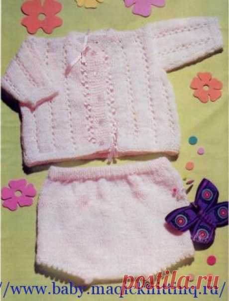 Вязаные костюмы для новорожденных спицами