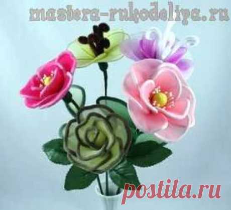 Мастера рукоделия - рукоделие для дома. Бесплатные мастер-классы,  и видео уроки - Видео мастер-класс по цветам из капрона: Цветы из капрона и синели