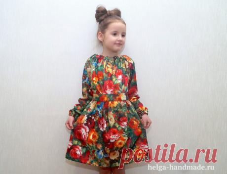 Платье-трапеция с рукавами для девочки (выкройка) своими руками