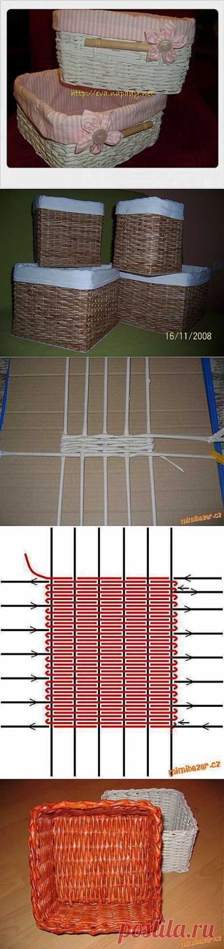 Квадратные корзинки для белья из газет. МАСТЕР-КЛАСС.