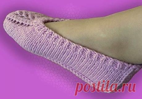 Уютные тапочки спицами