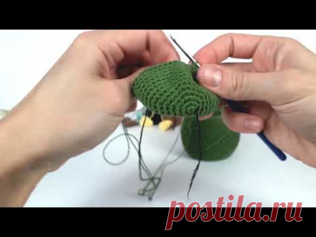 Динозавр крючком. Вязаные игрушки.Вязание для начинающих. Crochet dino.(Урок 1 Голова, мордочка)