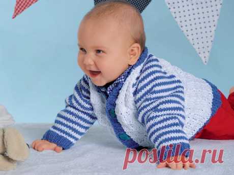 Кофточка для новорожденных с рукавами в полоску - схема вязания спицами. Вяжем Кофты на Verena.ru