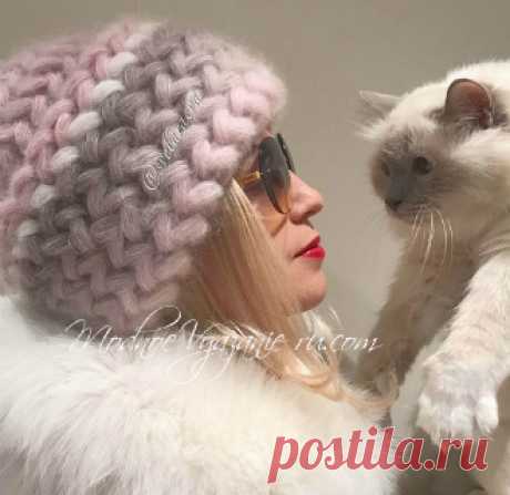 Шапка крючком узором колоски пышными столбиками - Crochet Modnoe Vyazanie