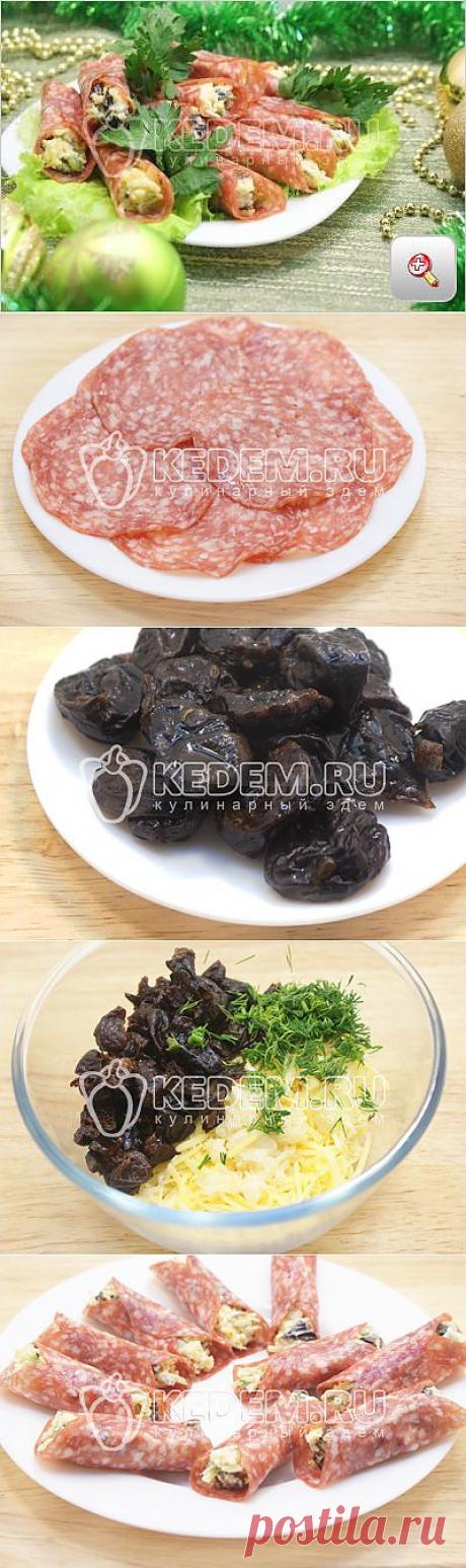 Рулетики салями с начинкой - Новогодние рецепты 2014 новогодние закуски