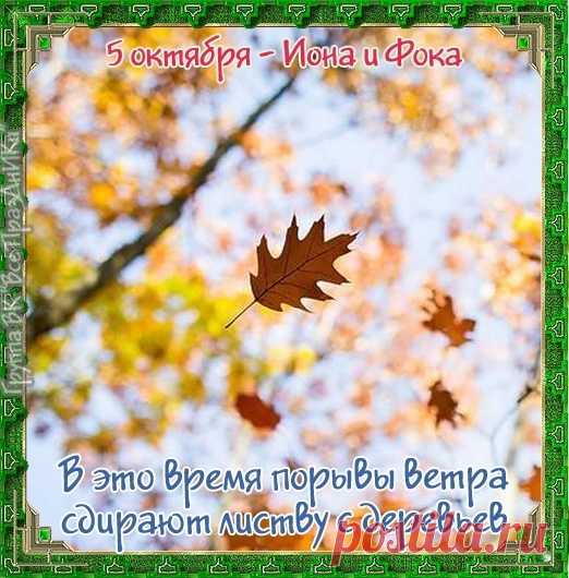 Народно-христианский праздник Иона и Фока отмечается 5 октября.  Открытки на День Ионы и Фоки.