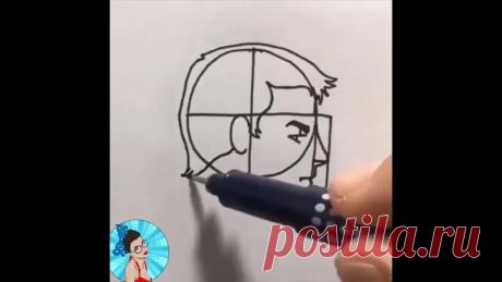 Простой способ нарисовать человеческий профиль. Берите на вооружение!