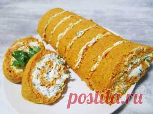 Морковный рулет с сыром и зеленью за 30 минут! рецепт с фото