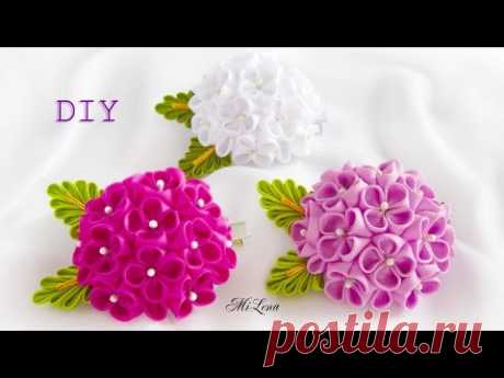 ЦВЕТОК КАНЗАШИ полушар, МК / DIY Hemisphere ribbon flower