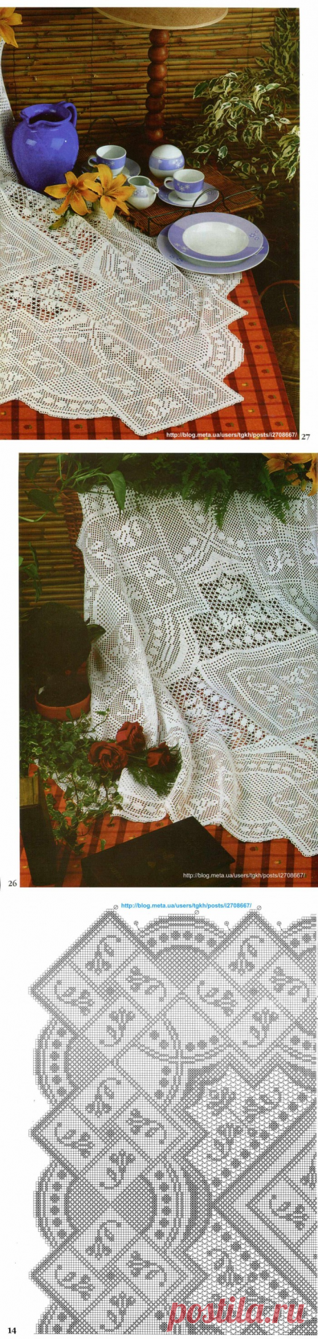 Блог &quot;tgkh&quot;. Красивая прямоугольная скатерть вязаная крючком (для столовой, фантазийная), Блог пользователя tgkh