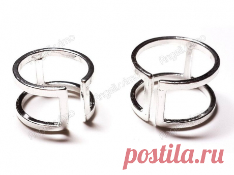 Фаланговые кольца на руку двойные из гладкого металла от Amorem