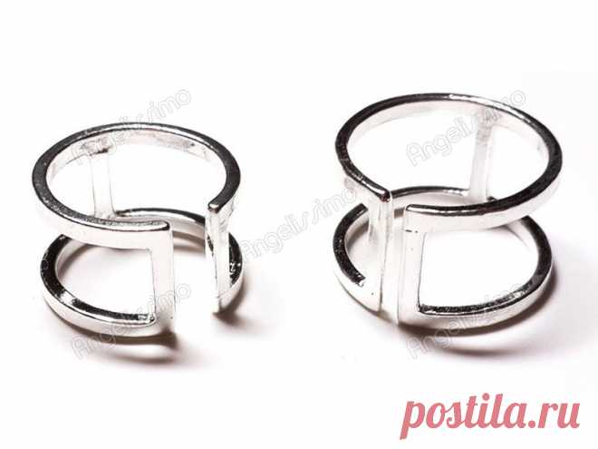 Фаланговые кольца на руку двойные из гладкого металла от Amorem
