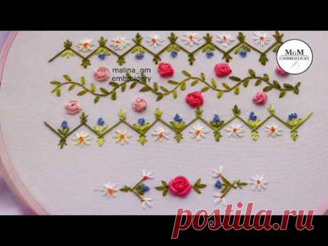 embroidery| Border Design | Rose Stitch  | Вышивка | Дизайн для бордюра