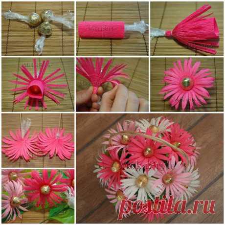 DIY Chocolate Gerbera Flower Bouquet | iCreativeIdeas.com