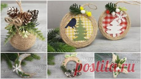 5 ИДЕЙ Новогодних Игрушек из джутового шпагата своими руками. Christmas Ornaments