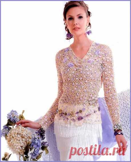 Шикарная блузка, ажурное вязание крючком » Сайт &quot;Ручками&quot; - делаем вещи своими руками