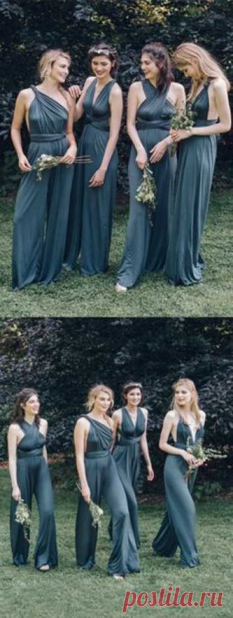 elegant blue chiffon long bridesmaid dresses jumpsuit, one shoulder bridemaid dress jumpsuit bridal parties