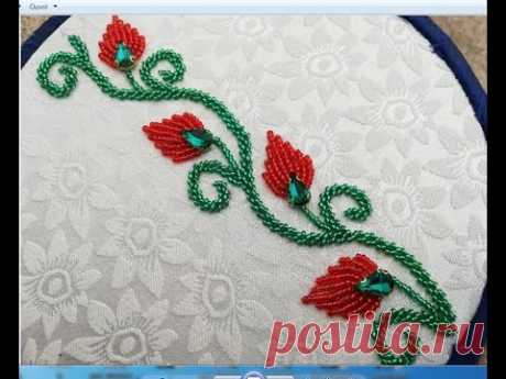 Hand embroidery,Border line design with beads