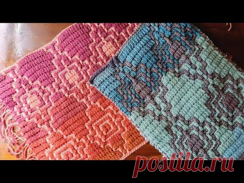 Mosaic Crochet Pattern # 34 - Work Flat or In The Round - MULTIPLE 18 + 4 (chart set Design 2)