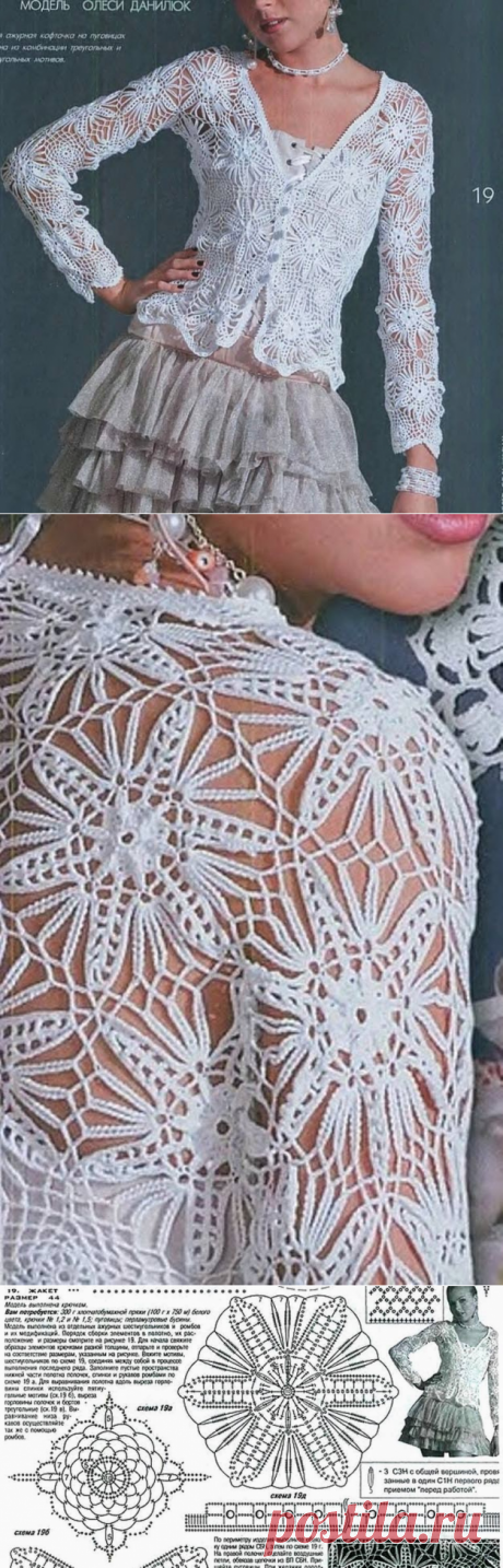 Irish crochet &amp;: Нежный, ажурный жакет из мотивов.