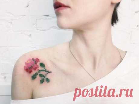 Татуировки в виде вышивки: потрясающие идеи нательных рисунков
