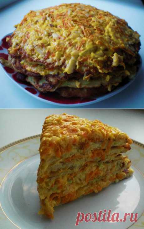 Торт из кабачков с сырно-овощной начинкой