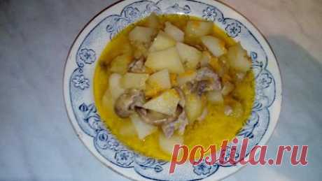 КАРТОШКА ТУШЕННАЯ С МЯСОМ И ГРИБАМИ В МУЛЬТИВАРКЕ