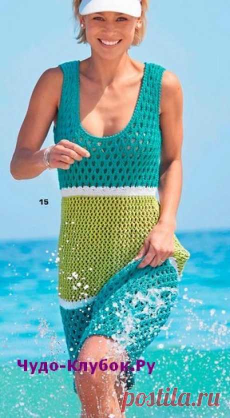 Платье без рукавов вязаное спицами и крючком 874 | ✺❁Платье без рукавов вязаное спицами и крючком 874 ❣ ❂✺Морская волна, киви и бирюза - это цвета, которые создают нам летнее настроение! Его усиливают воздушные узоры - из ажурных ромбов и сетчатый - на узком ❂ ►►➤Более ♛ 8 000❣♛ журналов по вязанию Онлайн✔✔ 6 000 ✿моделей вязания ❣❣❣ 70 000 узоров►►Заходите❣❣ %
