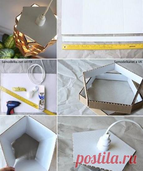 Как сделать лампа из картона на основе пятиугольников