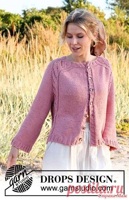 Кардиган Easy Twist. Спицы. Кардиган из пряжи DROPS Paris с ажурным узором вяжется сверху вниз регланом с погоном. Размеры: S - XXXL  Размеры: S - M - L - XL - XXL - XXXL  Понадобится: