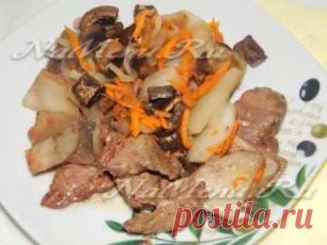 Картофель с грибами и печенью в пароварке