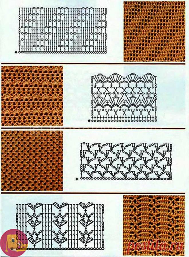 Ажурные узоры крючком со схемами — Сделай сам, идеи для творчества - DIY Ideas