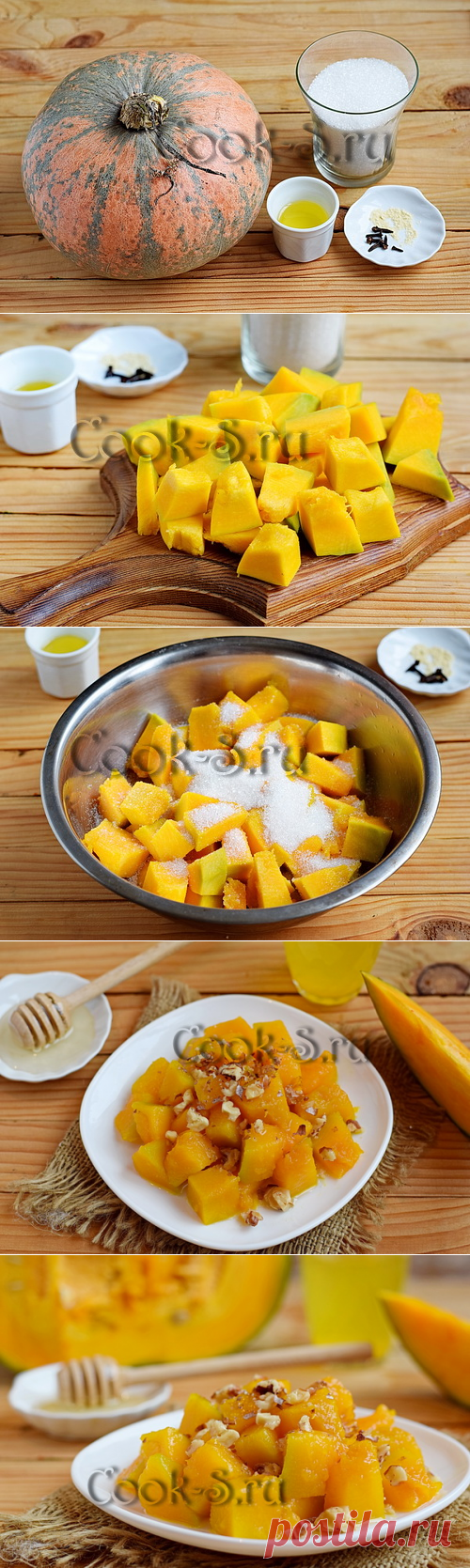 Тыква, запеченная в духовке кусочками с мёдом