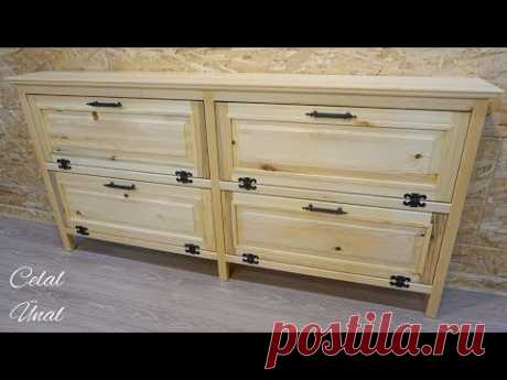 DIY Wooden Shoe Cabinet / Woodworking Design Wooden Shoe Storage / Ahşap Ayakkabılık Yapımı
