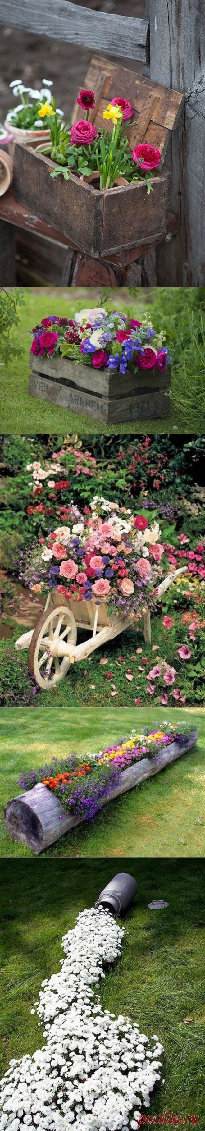 Как создать красивую, необычную клумбу из подручных материалов | Изюминки