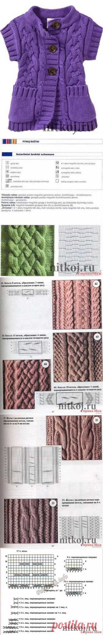 Детский жакет спицами с коротким рукавом » Ниткой - вязаные вещи для вашего дома, вязание крючком, вязание спицами, схемы вязания