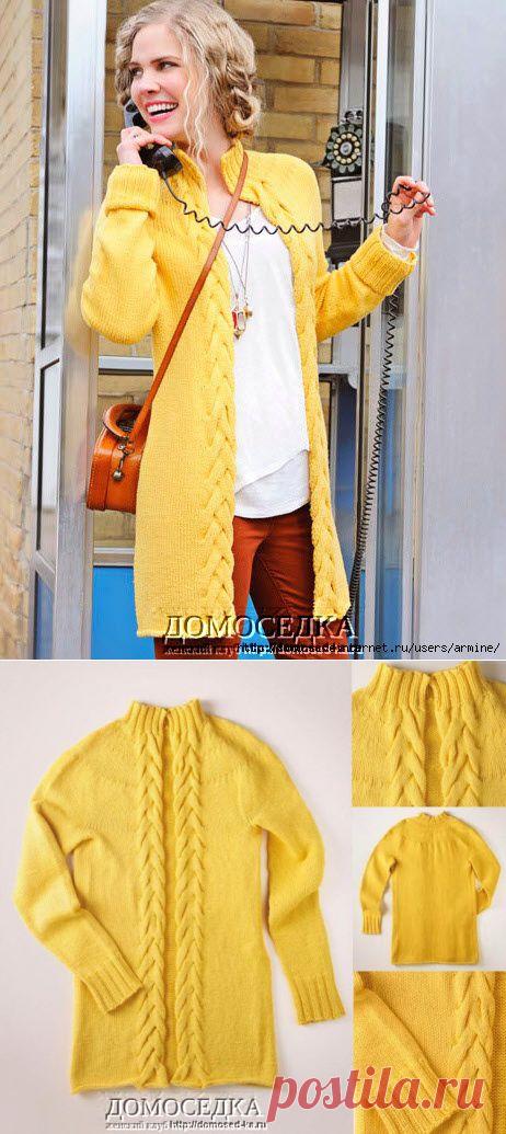 Вязаный жакет спицами.