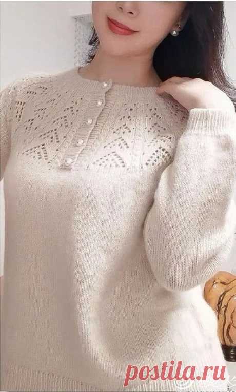 Запись на стене Схема узора для круглой кокетки спицами. Сохраните себе 📌