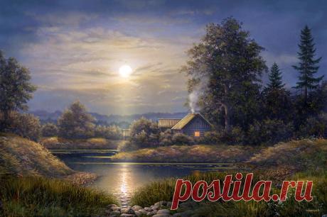 На водной глади отражение луны... – ЖИВОПИСЬ. ИСКУССТВО ХУДОЖНИКОВ ВСЕГО МИРА., пользователь Лора К. | Группы Мой Мир