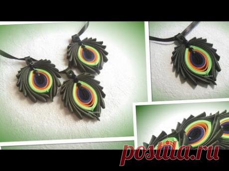 Pendant &quot; Peacock &quot;/ Кулон &quot;Павлин&quot; из косой бейки/ МК/ DIY/