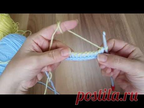 Tunus işi iki renkli örgü modeline bayılacaksınız👍(two color tunisian weave)