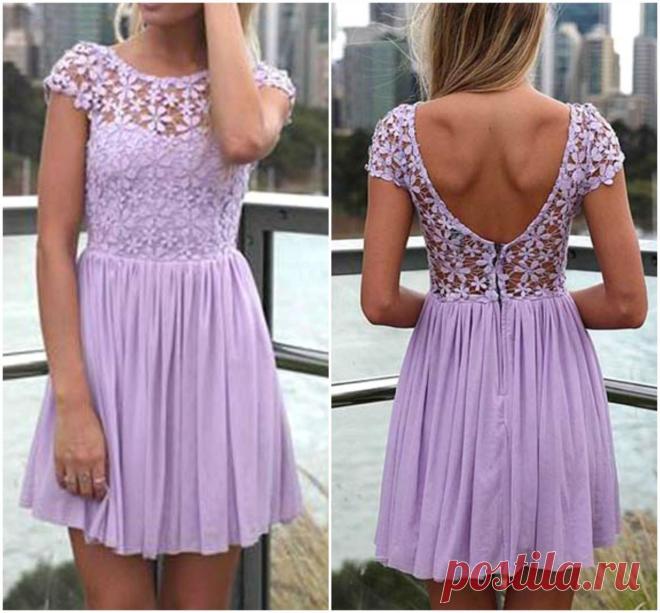 Симпатичные фиолетовый кружева и Цветочный дизайн Шифоновое Платье на Luulla