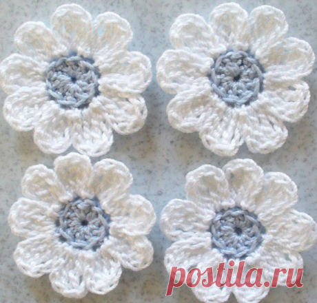 Bridal Blue, White, Crochet Flowers, / Handmade / Вязание / Pinme.ru / Виктория Бондаренко