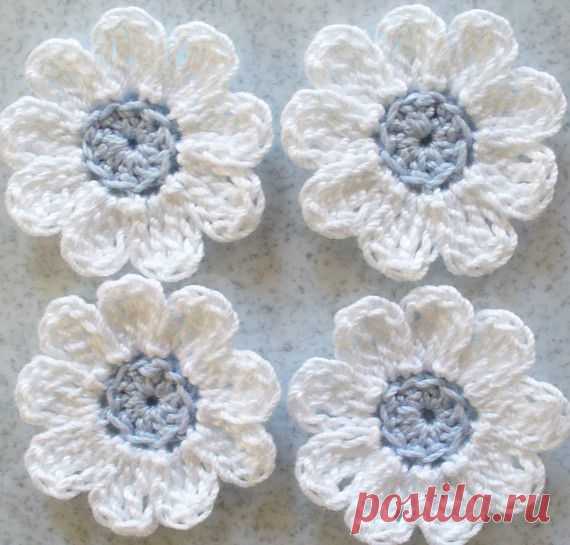 Bridal Blue, White, Crochet Flowers, / Handmade / Вязание / Pinme.ru / Виктория Бондаренко