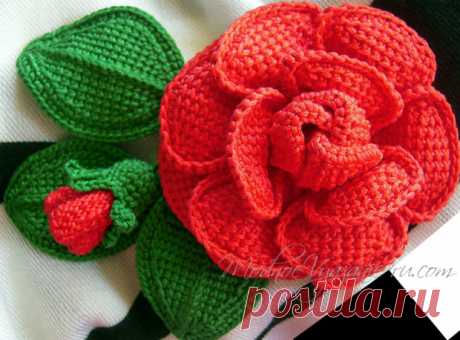 Шикарные розы тунисским вязанием - Crochet Modnoe Vyazanie
