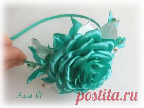 Ободок с розой, МК / DIY Rose Headband / Rose tutorial / Роза канзаши